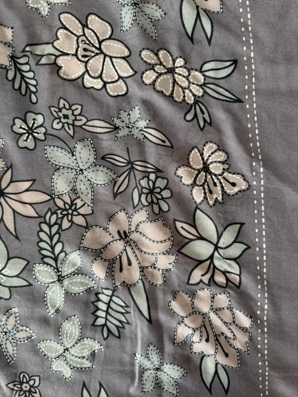 Soft Floral Scarf Wrap Grey Blush Lightweight Gauze Shawl Boho Feminine Romantic